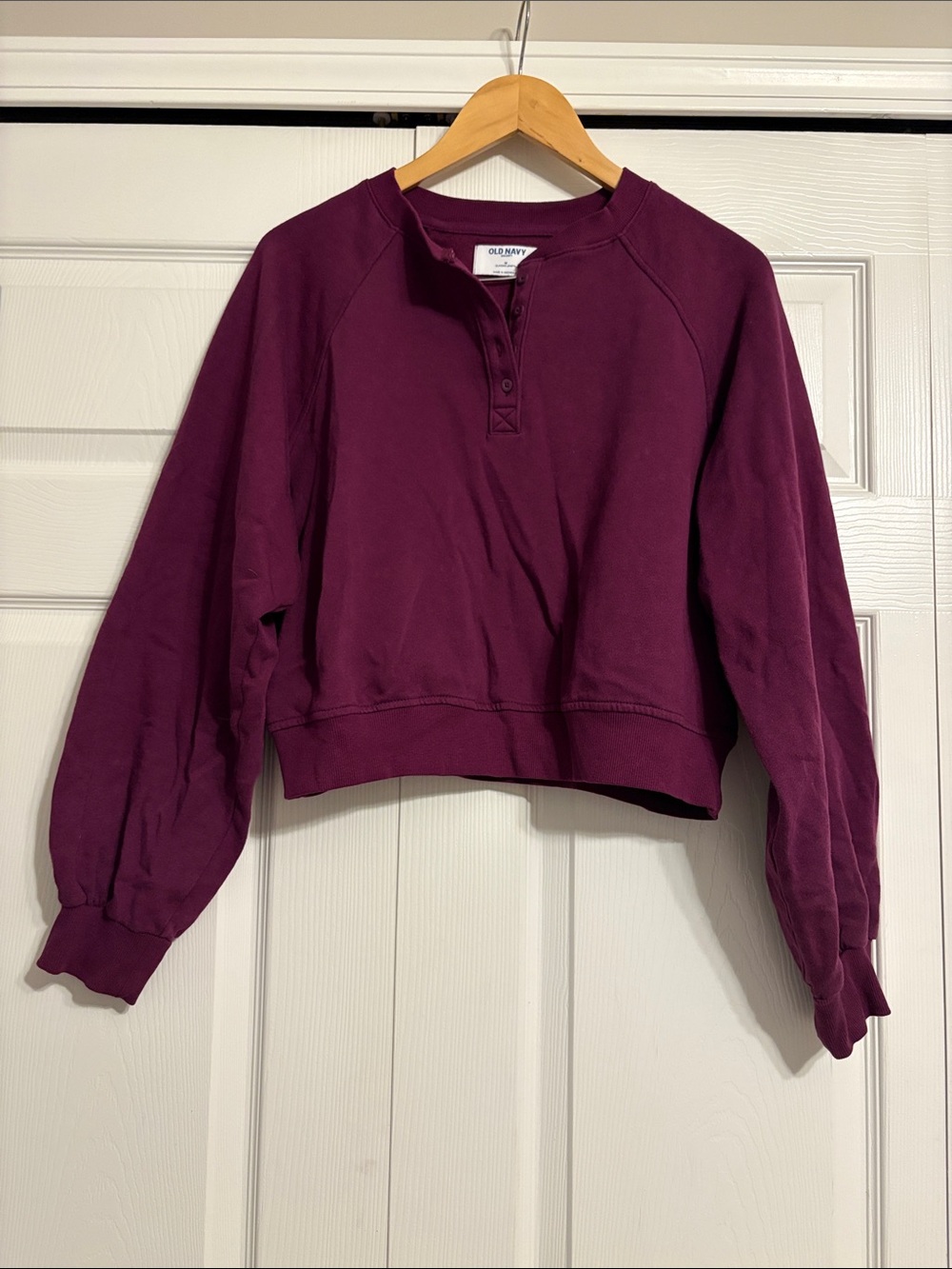 Old Navy Wine Henley Pullover Sweatshirt